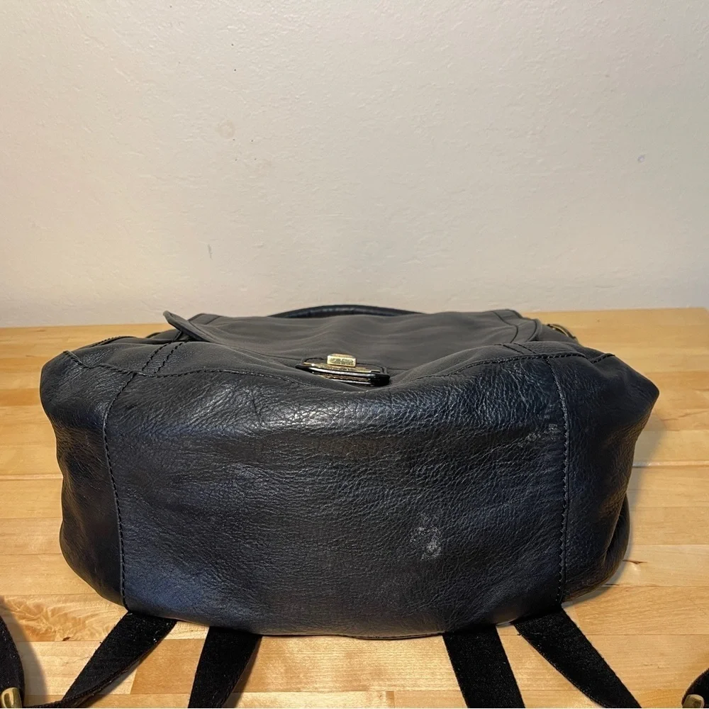 Vintage Y2K Juicy Couture Black Leather Convertible Backpack Shoulder Bag